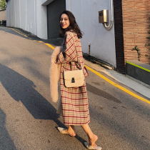 ZHUYIYI2021 double-sided cashmere coat women winter New Plaid long handmade wool woolen coat