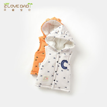 Newborn baby with hat clip cotton vest children cartoon top baby thick warm clothes for men and women cardigan horse clip