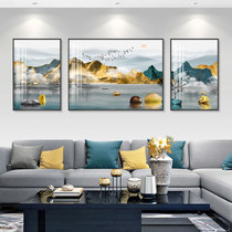Living room landscape decoration painting light luxury atmospheric wall painting sofa background wall mural modern simple fortune triple hanging painting