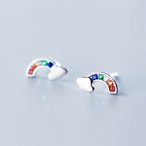 s925 Silver Rainbow Earrings Female Korean version of hipster Diamond Sweet Cute Clouds Earrings Earrings