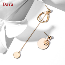 925 silver needle asymmetric advanced sense earrings female Net red ear clip 2021 New Tide earrings AB long simple