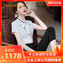 DEECAN white professional shirt women 2021 new high-end ladies design sense niche short sleeve overalls summer