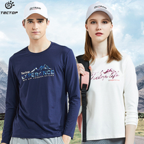 TECTOP exploration autumn and winter outdoor mens and womens round neck long sleeve elastic cotton clothes fashion warm and breathable casual T-shirt