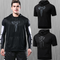 Spring and summer sportswear short sleeve hoodie Sports Basketball sweater mens pullover running training fitness suit sleeveless hooded