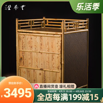 Yunyi Tong Princess Tea Box Handmade Bamboo Woven Tea Shed Single Open Door Double tea Road Contained Cabinet Retro Show Shelf