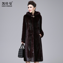 Haining fur hooded mink fur fur coat long coat 2021 Winter whole mink New thick warm women