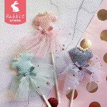 Cake decoration girl heart with diamond bow yarn skirt cake flag party dessert table decoration