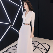 Evening dress dress female high-end host banquet temperament Noble 2021 New light luxury niche can usually wear