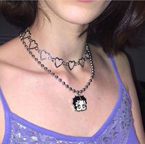 Earth Cool Trampoline Preference Betty Boop Betty Cool Girl Bounty Necklace Tide Retro Loving Lock Bone Necklace
