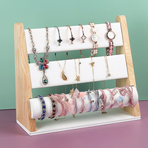 Rubber Wood three-layer jewelry display rack bracelet watch bracelet storage rack jewelry counter jewelry display props