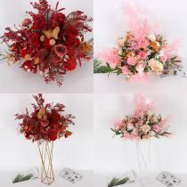 New Wedding Mist Road Flower Simulator Wedding Mall Hotel Decoration Catwalk Wrought Iron Rectangular Flower Ware