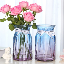 (2 vases)Glass vases color European living room creative ornaments Flower arrangement Rose hydroponic transparent household