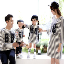 Pro-sub-dress foreign air striped Spring and autumn clothes with clothes for a family of three and four and mother and mother girl childrens clothing for the whole family