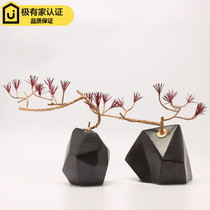 New Chinese style creative Wrought iron ceramic stone ornaments Office Feng Shui decoration model tenant hall entrance decoration