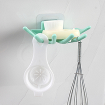 Paste the soap box on the bathroom wall 6-claw drain soap rack Toilet punch-free hook plastic shelf