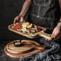 Pizza tray steak dinner plate wooden household rectangular plate Western food breakfast tableware Pat wooden plate