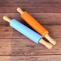  Baking tools Household silicone rolling pin anti-stick large solid wood handle Roller Nougat non-stick rolling pin