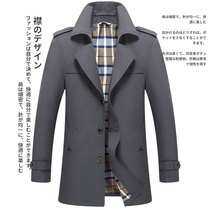 Spring and autumn windbreaker mens long business casual coat English style middle-aged mens spring Joker coat thin