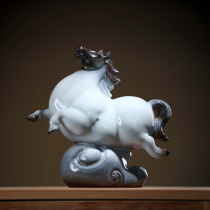 Dragon creative ceramic animal horse ornaments living room entrance office Chinese desktop soft decoration crafts