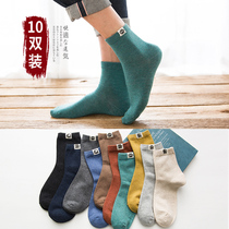 Middle tube youth trend students long tube sweat-absorbing men Korean stockings