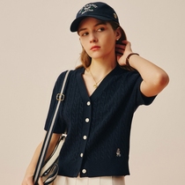 TW Cubs slim fit with slim short sleeves Knitted Sweatshirt Woman 2022 Spring Summer new loose cardiovert TTCK226308N
