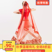 Yiman Indian dance performance costume gauze scarf head yarn exquisite embroidery hot diamond Sari exotic Southeast Asian characteristics