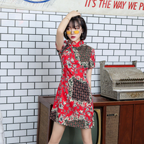 Summer students daily new cheongsam modified version dress short literary cartoon retro young girl cheongsam