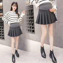 Pregnant womens skirt spring and autumn pregnant womens skirt belly pleated skirt 2021 new autumn winter long bag hip skirt children