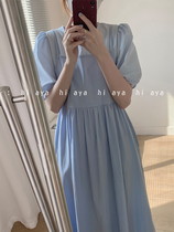 Bubble Sleeves Fake two harnesses Plaid Long Dresses Gentle Wind Tea Hysteria summer closets Dress College Wind