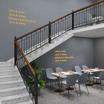 Simple Modern Iron Art Stairway Armrest Solid Wood Loft Fence Corridor Floating Window Railing Decoration Home Balcony Guardrails