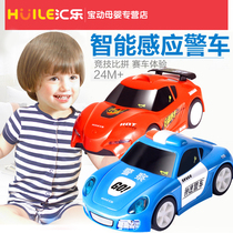 Huile childrens speed police car intelligent induction electric sports car baby racing boy toy car 2-3-6 years old