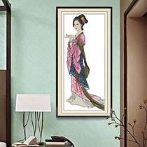 Cross-stitch antique style 2021 New thread embroidery living room small woman figure own embroidery beauty Chinese style simple handmade