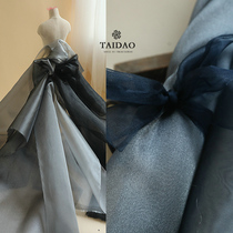Taitao bright semi-transparent organza fabric solid color thick yarn wedding dress clothing fabric black Gray system