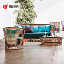 Outdoor small sofa courtyard garden villa furnished outdoor rain sun protection and sun protection chair three pieces balcony combined