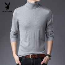 Flowers Playboy cashmere sweater sweater mens thin section High collar autumn Winter pure color casual knit undershirt Korean version of the tide