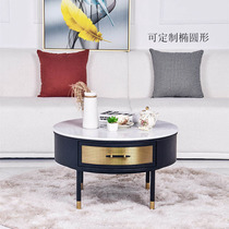 Small apartment marble coffee table light luxury slate oval modern minimalist personality living room home TV cabinet combination