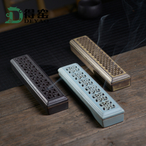 De kiln Ceramic line incense burner Coarse pottery sandalwood stove Agarwood incense burner Buddha incense insert Buddha Hall bedroom incense box