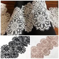 Fashion vintage clothing headscarf accessories 20cm wide black and white khaki exquisite water soluble hollow lace lace