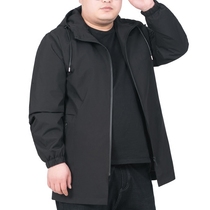 New fattened mens hooded jacket casual fat man jacket casual fat jacket spring loose tide fat sports coat