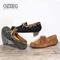 OZZEG Bean shoes men 2021 new leather autumn and summer British trend lazy people a pedal casual shoes