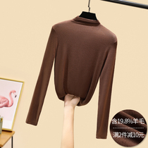 Semi-turtleneck wool base shirt womens long-sleeved autumn and winter 2021 new Western style inside fit slim t-shirt versatile top