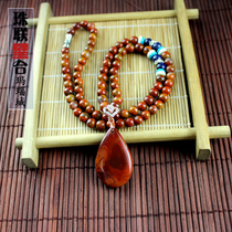 Natural agate ancient Warring States Red scattered beads barrel bead necklace pendant listed water drop male lady jewelry