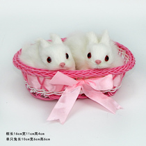 Emulation White Rabbit Tabletop Pendulum Piece Emulation Small Rabbit model Decorative Prop Rabbit Fur Suede Toy Girl Day Gift