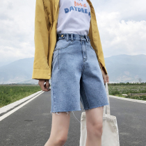 Denim shorts womens summer thin model 2021 New loose high waist slim Joker a wide leg five-point pants