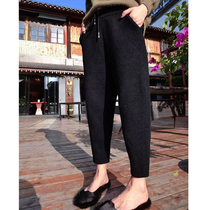 Thickened wool radish pants women spring and autumn and winter 2021 new nine-point Korean version loose casual high waist small feet Harlon pants