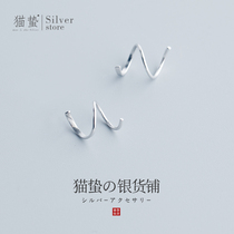 Cat jellyfish S925 pure silver wavy spiral ear ring earrings female cold light wines brief about 100 hitch fashion student earrings