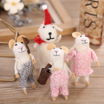  Nordic style wool felt little mouse creative ornaments Christmas Tree decorations Flower accessories