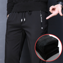 Winter velvet thickened outer wear casual pants Mens winter pants Korean version of the trend of youth students autumn and winter sports cotton pants