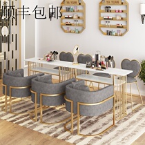 European-style Nordic Net red marble nail art shop decoration table and chair set single double nail table manicure table simple