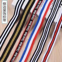 High-waisted trousers webbing made black side strips summer spring summer stripes large size class clothes letter webbing accessories